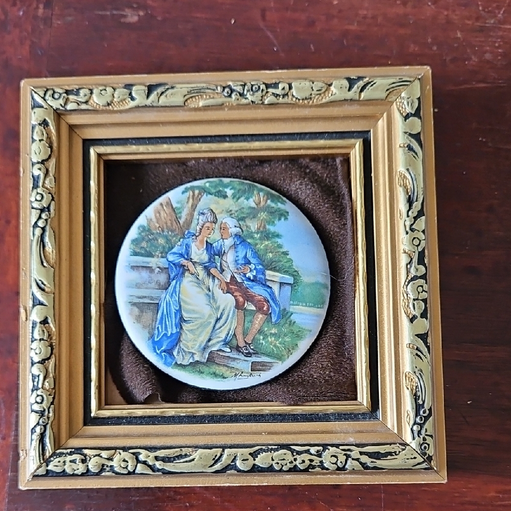 Vintage Enamel On Copper Couple By PG Cooper England Minature